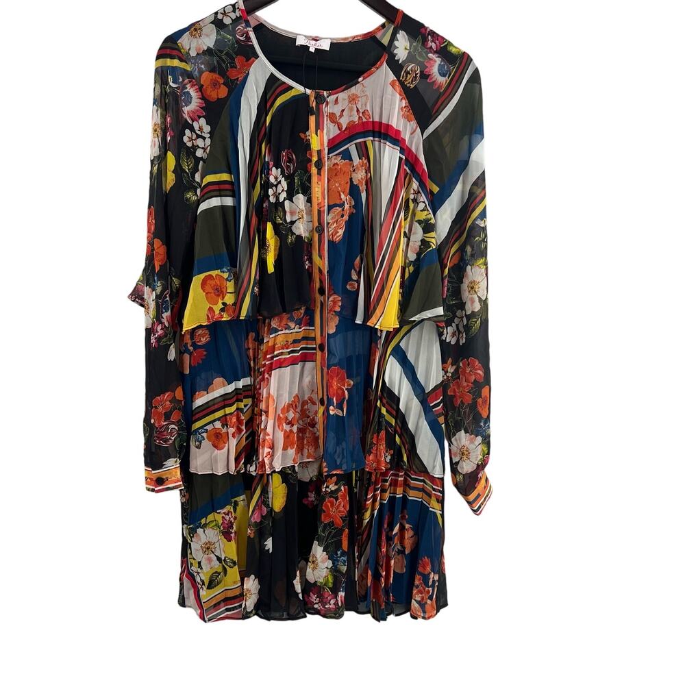 Parker Floral‎ Ruffle Pleat Dress Size 4 New